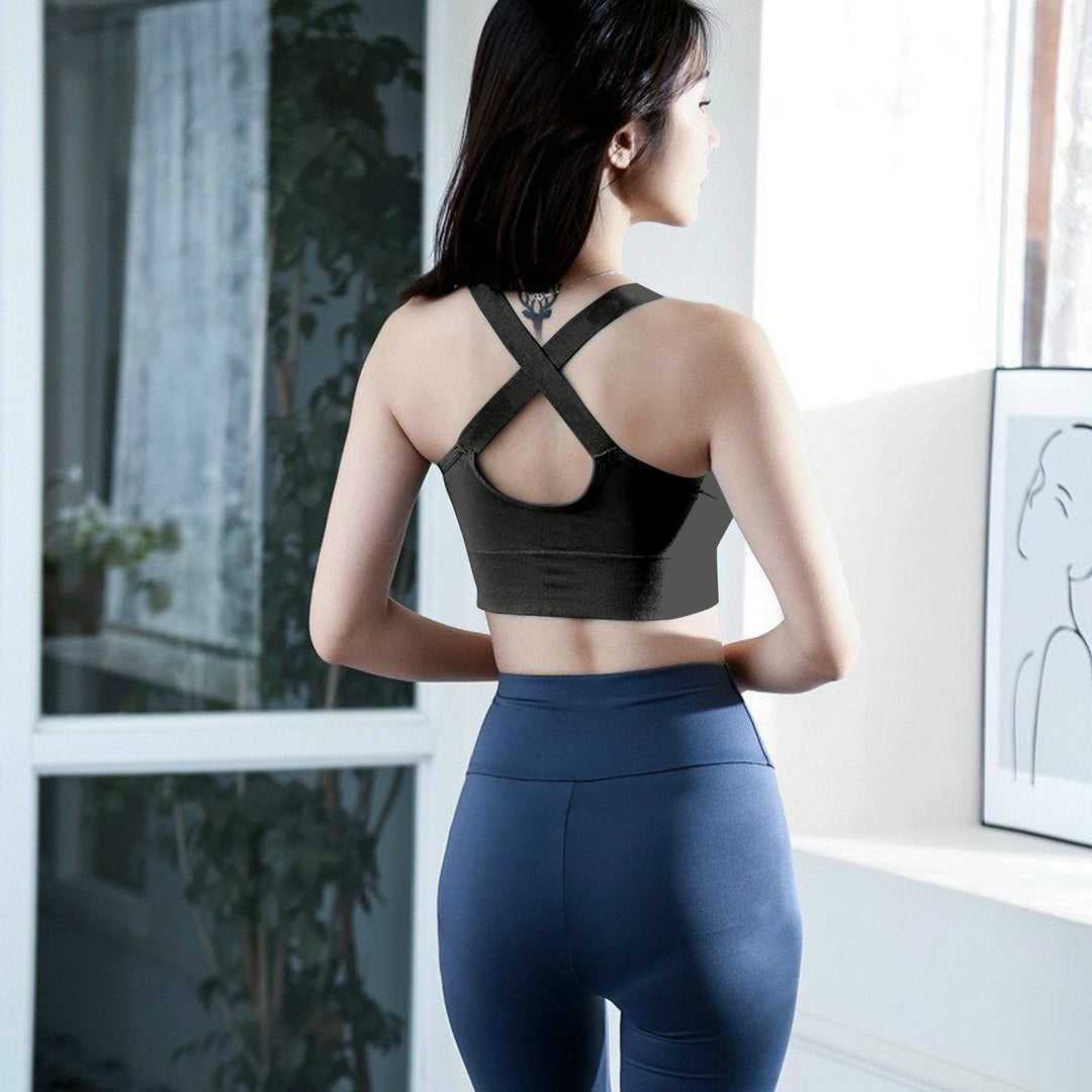 Women's Back Cross Strap Sports Bra – (Removable Pads) Cross Back | Workout Activewear Bra | Full Coverage Fit Size (28 to 34)